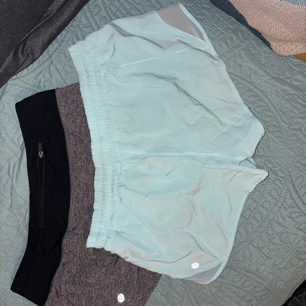 lululemon athletica Light Blue and Black Athletic Shorts